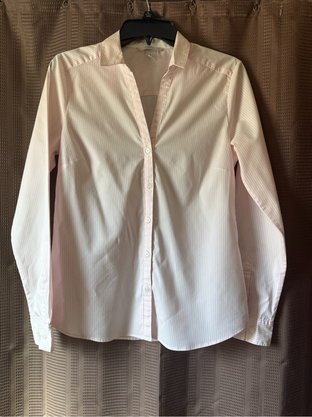 H&M Pink and White Vertical Striped Long Sleeve Button Down Blouse Size 10